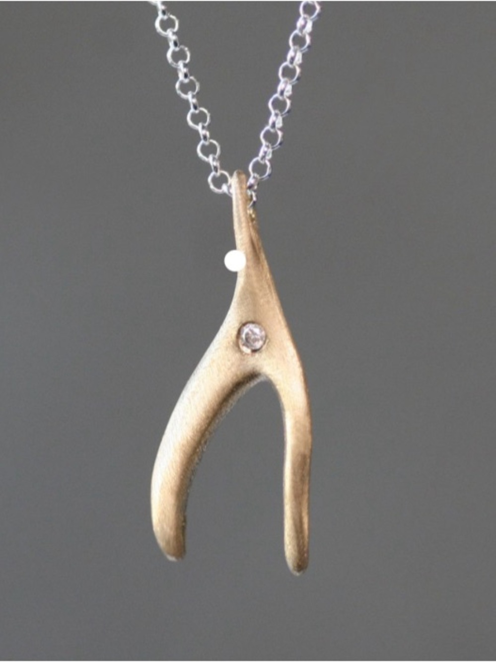 Michelle Chang 18k & Diamond Wishbone pendant